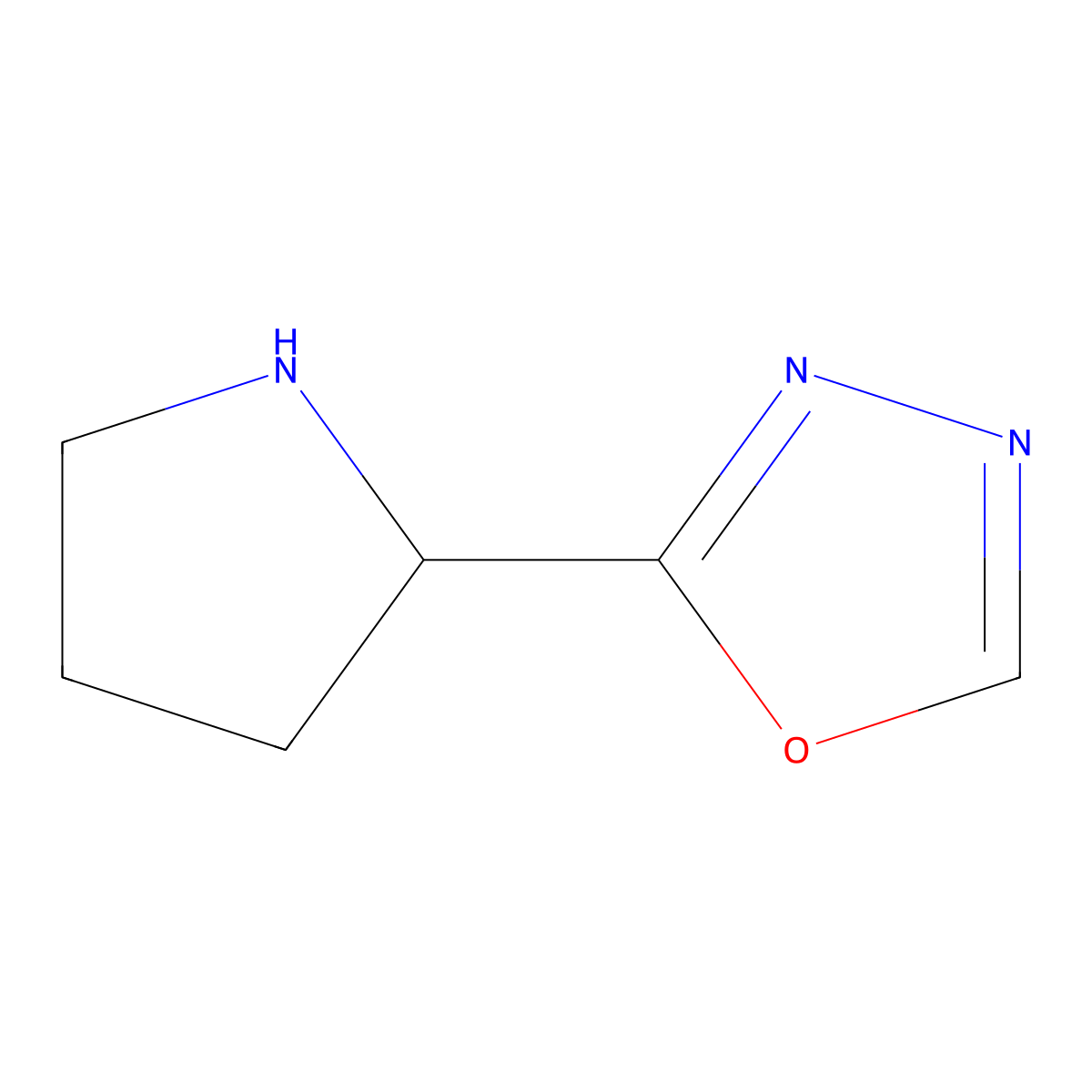 2-(Pyrrolidin-2-yl)-1,3,4-oxadiazole molecular structure, CAS 1082296-26-1