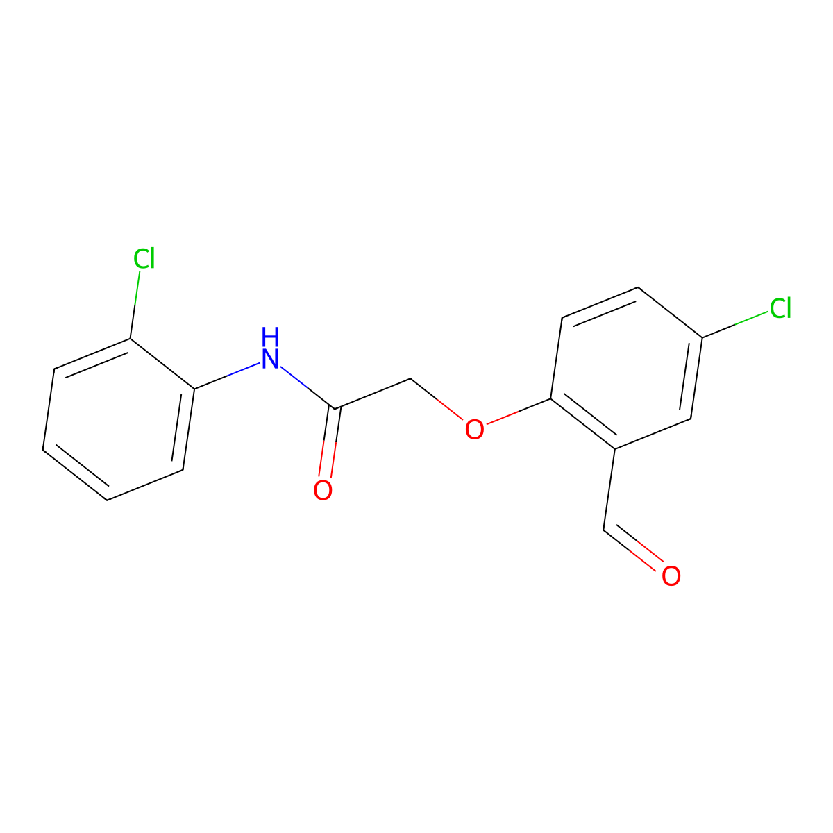 2-(4-chloro-2-formylphenoxy)-N-(2-chlorophenyl)acetamide molecular structure, CAS 1082303-54-5