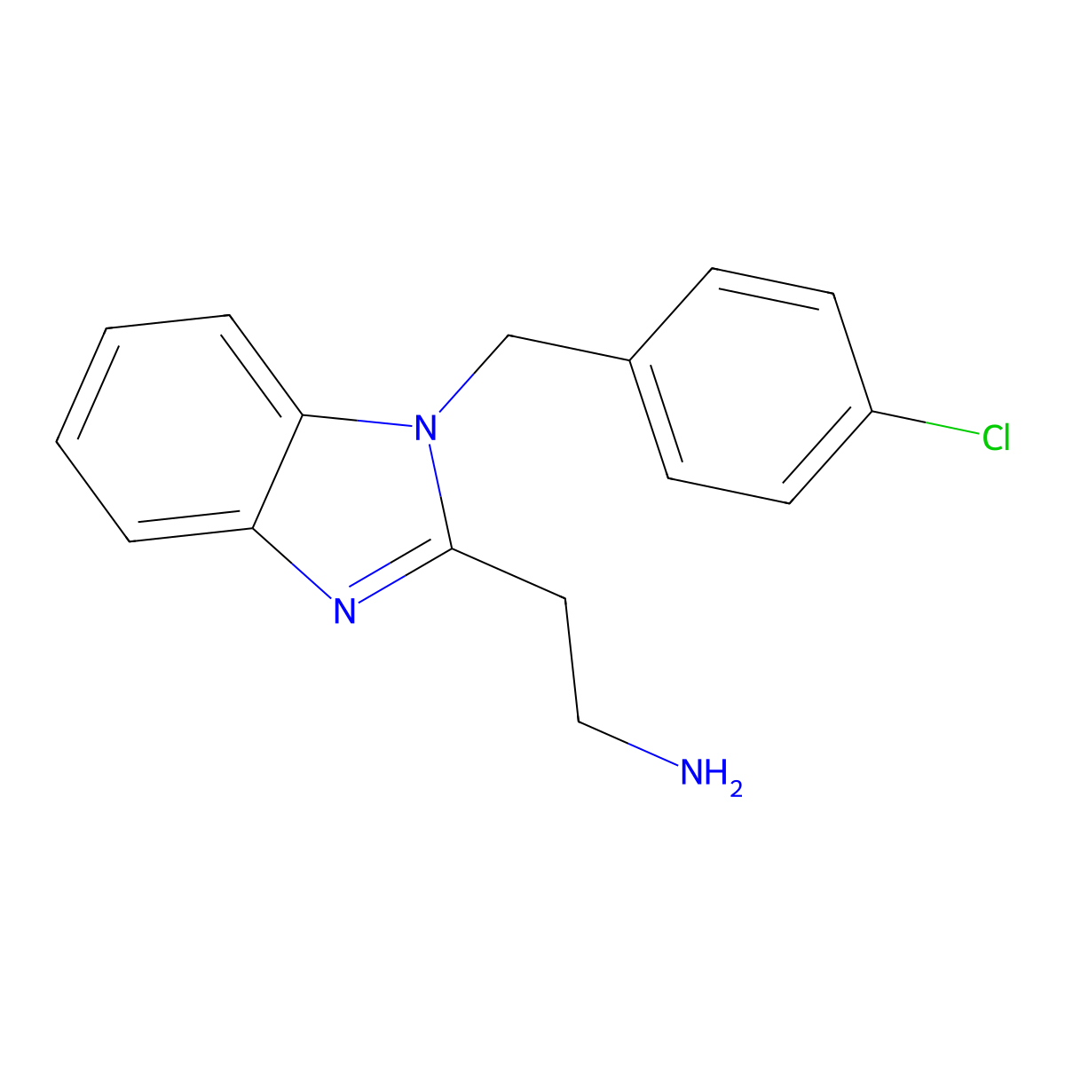 2-{1-[(4-chlorophenyl)methyl]-1H-1,3-benzodiazol-2-yl}ethan-1-amine molecular structure, CAS 1082307-38-7