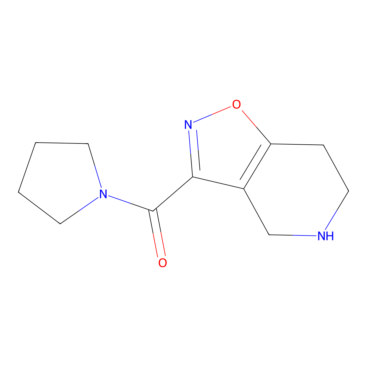 Pyrrolidin-1-yl(4,5,6,7-tetrahydroisoxazolo[4,5-c]pyridin-3-yl)methanone molecular structure, CAS 1082328-63-9