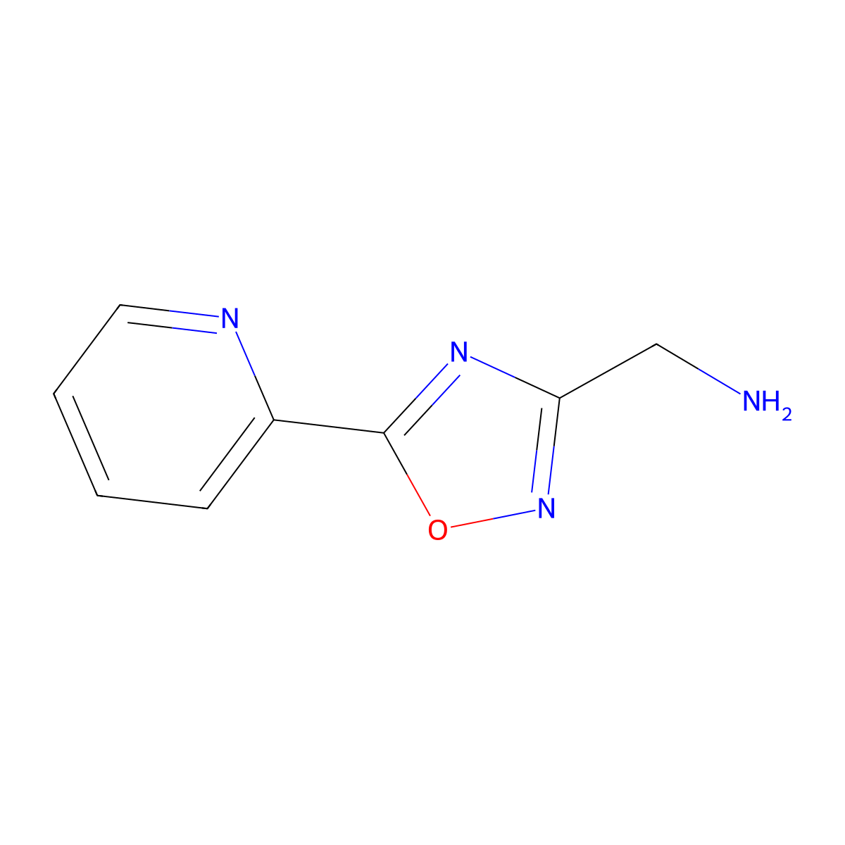 (5-(Pyridin-2-yl)-1,2,4-oxadiazol-3-yl)methanamine molecular structure, CAS 1082329-36-9