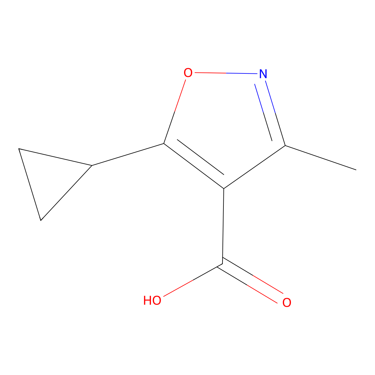 5-Cyclopropyl-3-methyl-1,2-oxazole-4-carboxylic acid molecular structure, CAS 1082329-71-2