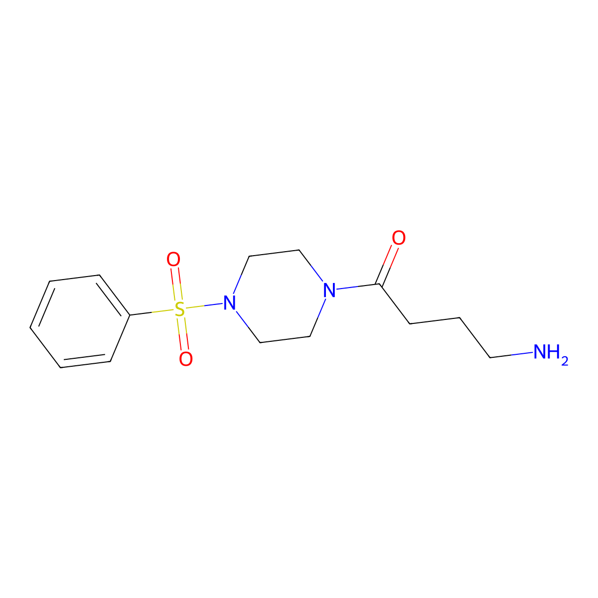 4-Amino-1-[4-(benzenesulfonyl)piperazin-1-yl]butan-1-one molecular structure, CAS 1082340-37-1