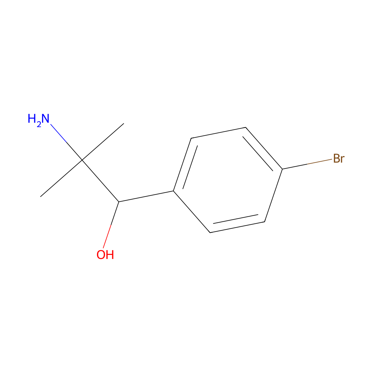 2-Amino-1-(4-bromophenyl)-2-methylpropan-1-ol molecular structure, CAS 1082352-99-5
