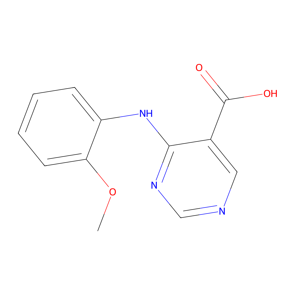4-[(2-Methoxyphenyl)amino]pyrimidine-5-carboxylicacid molecular structure, CAS 1082361-96-3