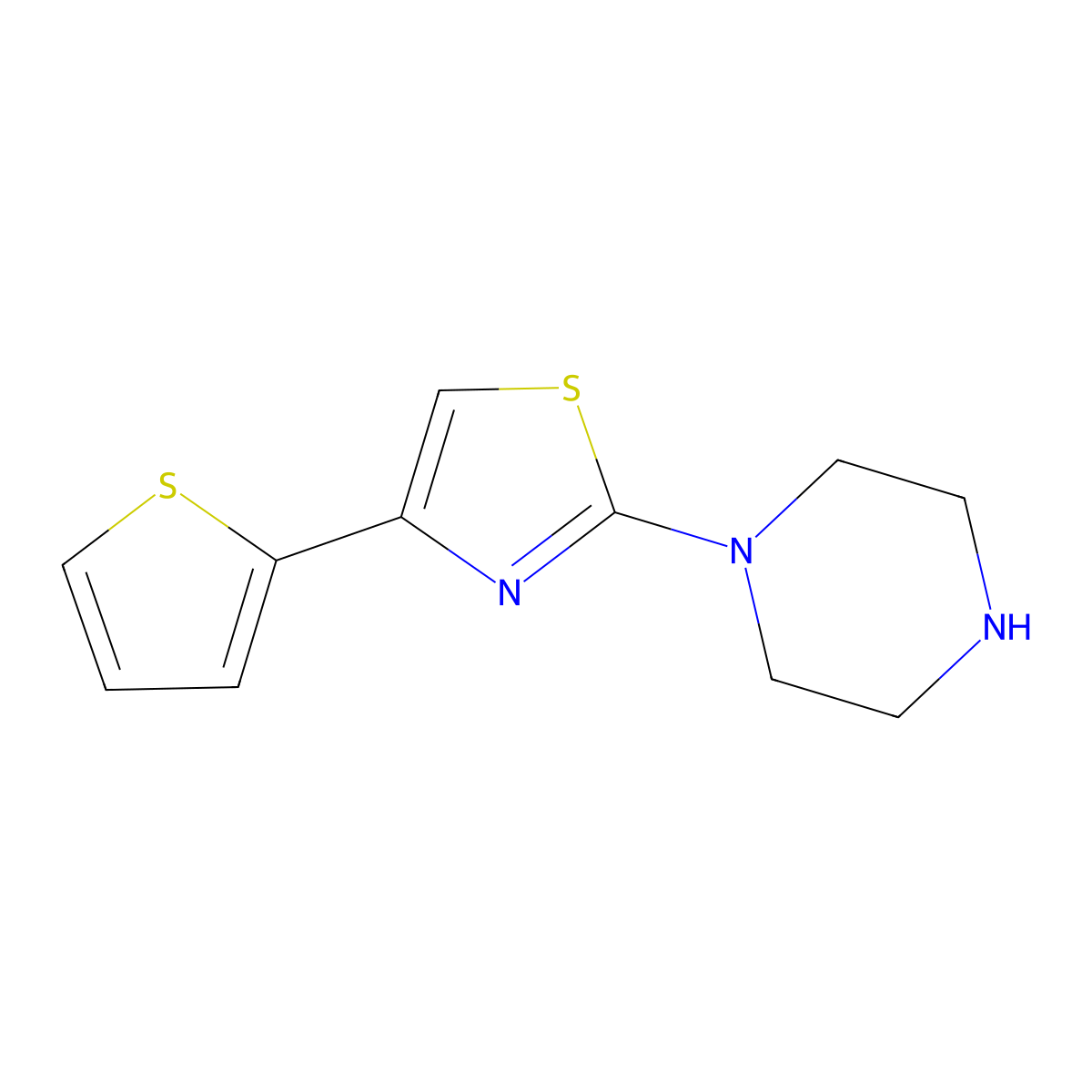 1-[4-(Thiophen-2-yl)-1,3-thiazol-2-yl]piperazine molecular structure, CAS 1082363-07-2