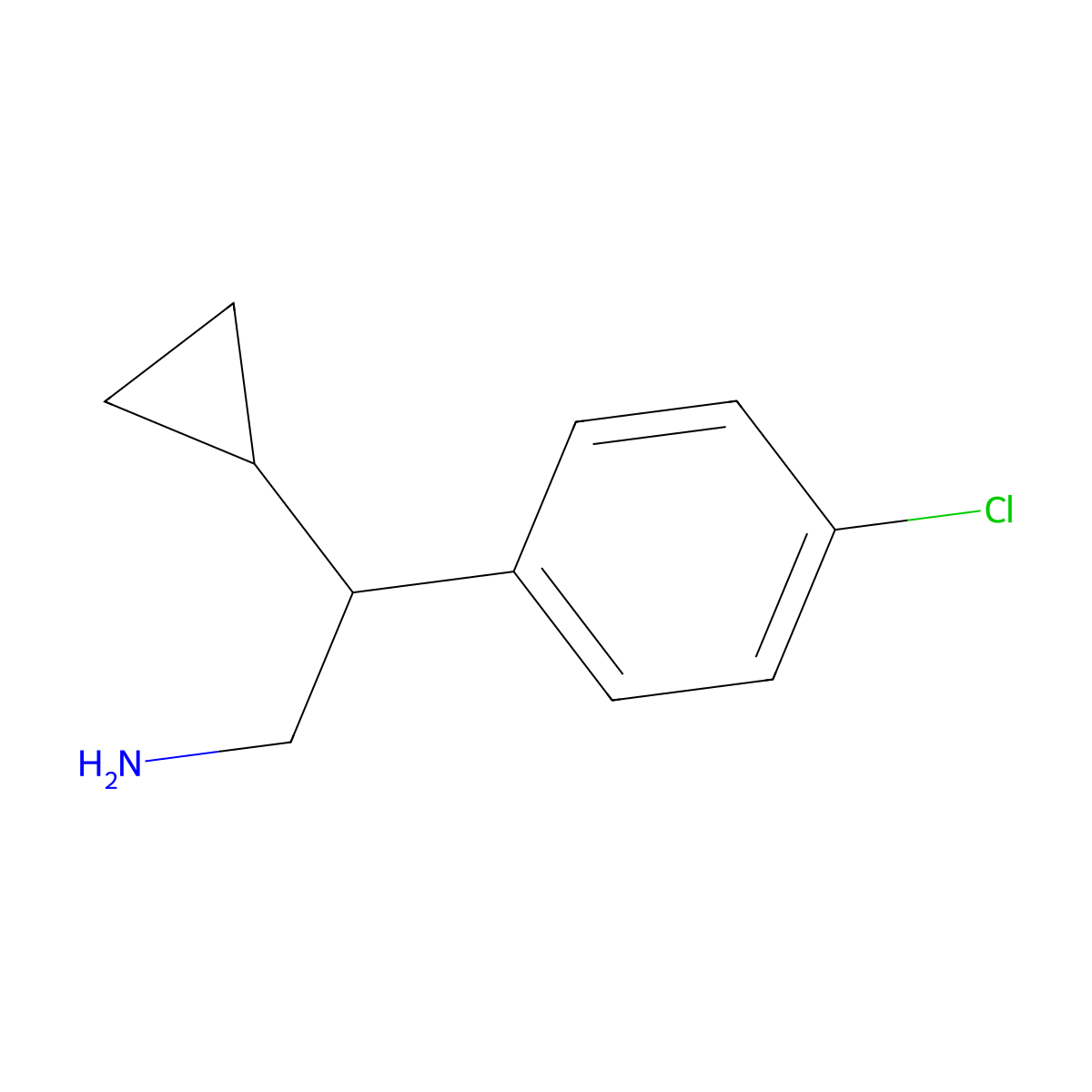 2-(4-Chlorophenyl)-2-cyclopropylethan-1-amine molecular structure, CAS 1082378-44-6