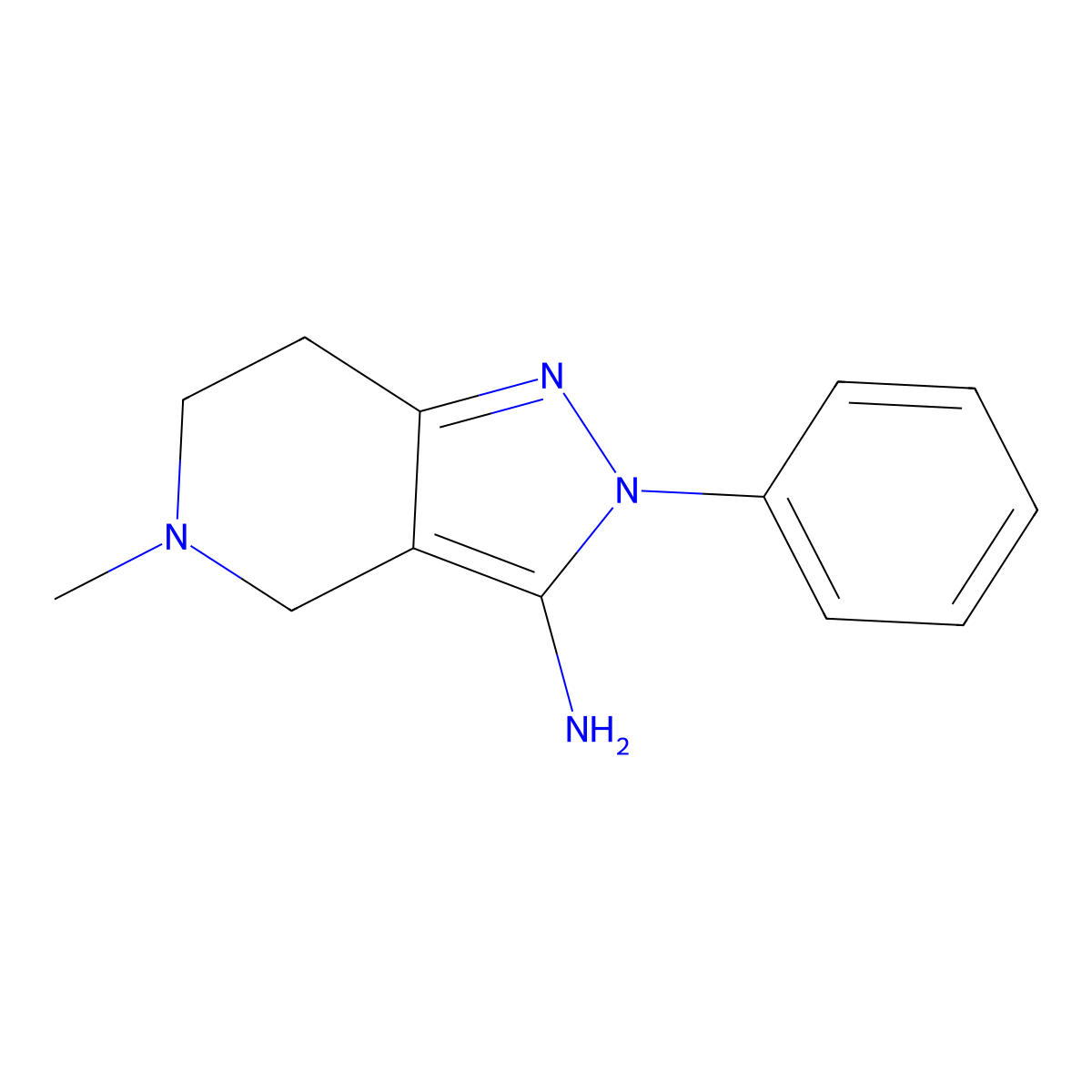 5-methyl-2-phenyl-4,5,6,7-tetrahydro-2H-pyrazolo[4,3-c]pyridin-3-amine molecular structure, CAS 1082387-17-4