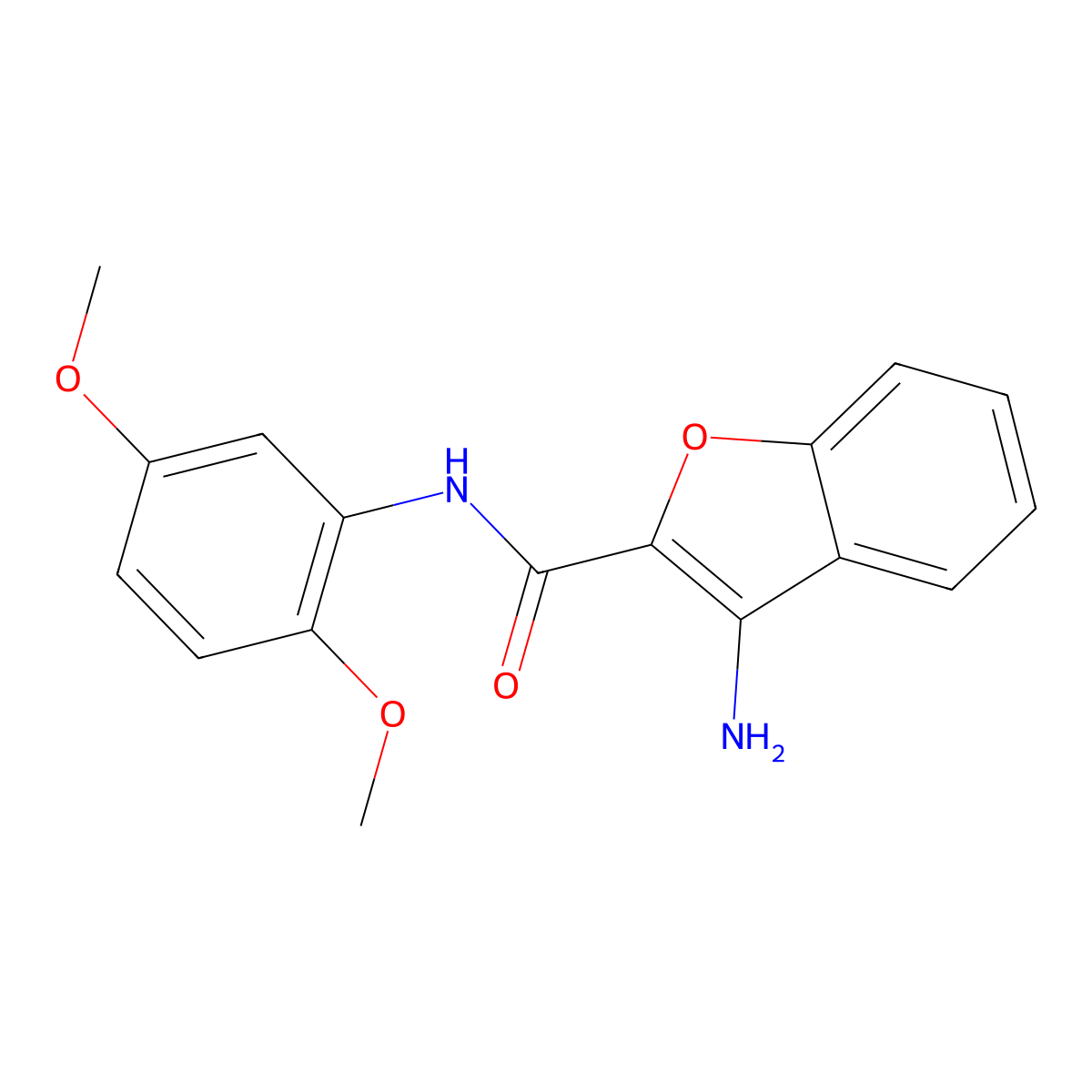 3-amino-N-(2,5-dimethoxyphenyl)-1-benzofuran-2-carboxamide molecular structure, CAS 1082387-69-6