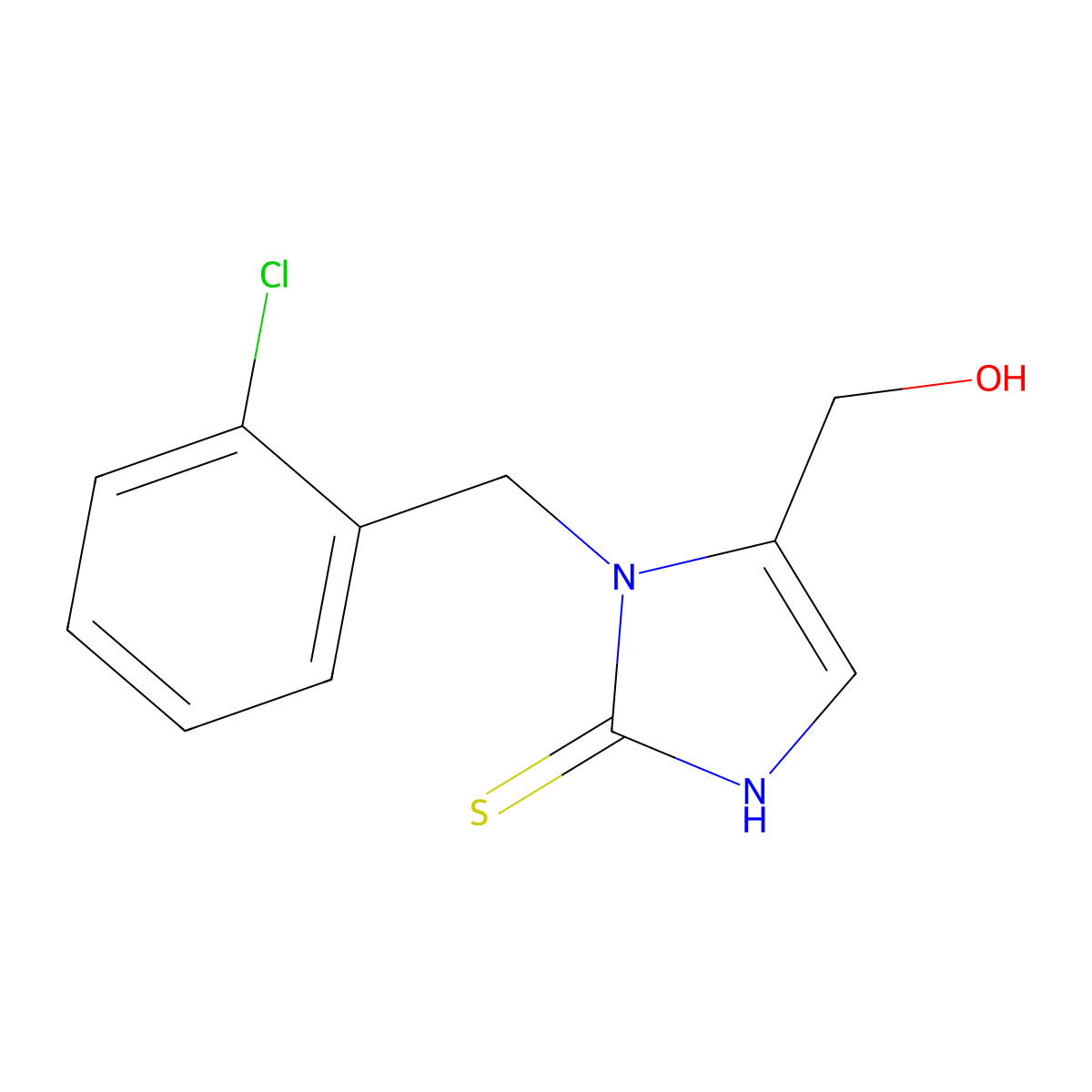 {1-[(2-chlorophenyl)methyl]-2-sulfanyl-1H-imidazol-5-yl}methanol molecular structure, CAS 1082388-01-9