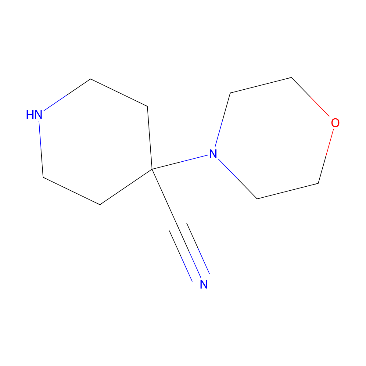 4-(Morpholin-4-yl)piperidine-4-carbonitrile molecular structure, CAS 1082390-96-2