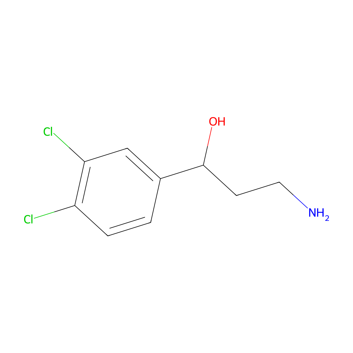 3-Amino-1-(3,4-dichlorophenyl)propan-1-ol molecular structure, CAS 1082392-23-1