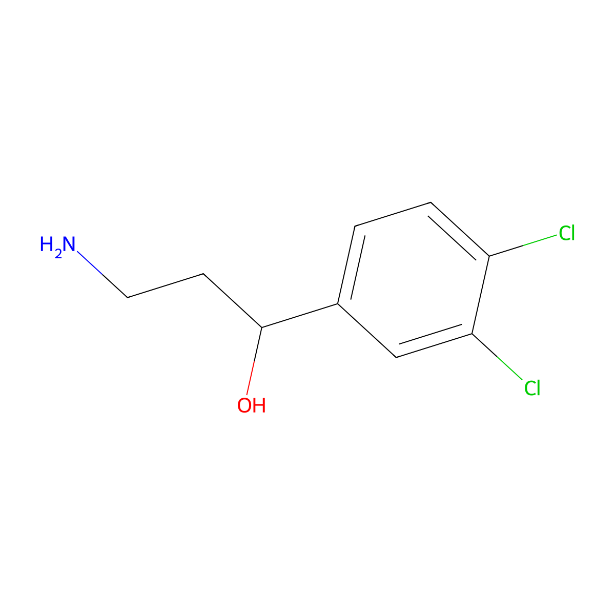 3-Amino-1-(3,4-dichlorophenyl)propan-1-ol molecular structure, CAS 1082392-23-1