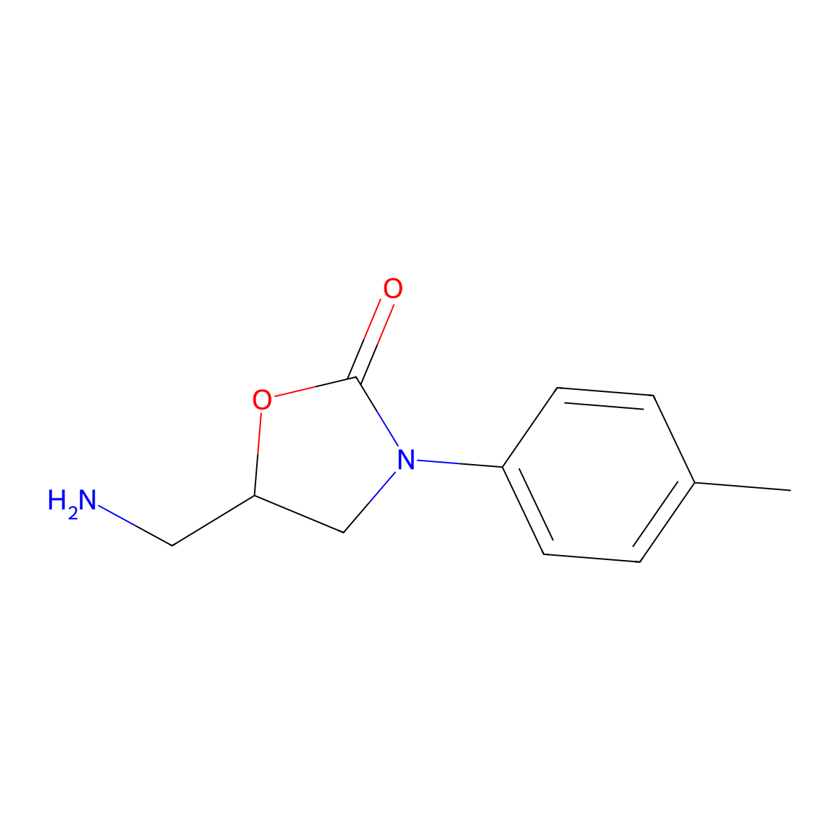 5-(Aminomethyl)-3-(4-methylphenyl)-1,3-oxazolidin-2-one molecular structure, CAS 1082395-06-9