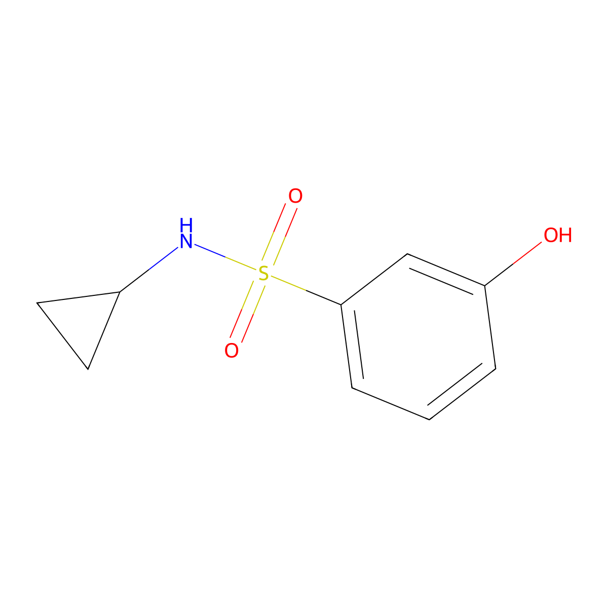 N-Cyclopropyl-3-hydroxybenzene-1-sulfonamide molecular structure, CAS 1082398-44-4