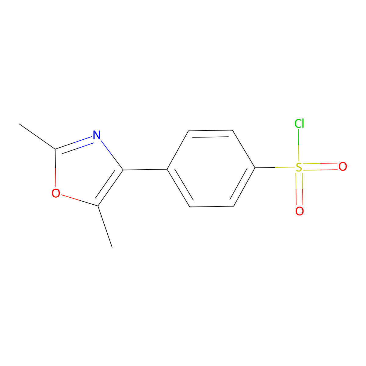Benzenesulfonyl chloride, 4-(2,5-dimethyl-4-oxazolyl)- molecular structure, CAS 1082399-00-5