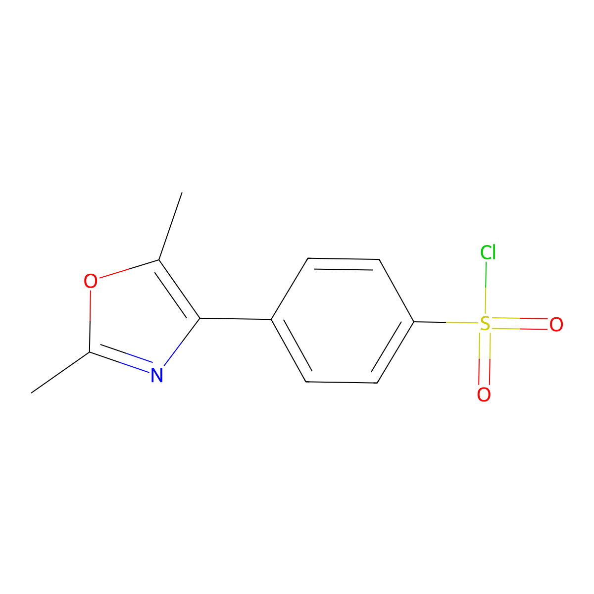 Benzenesulfonyl chloride, 4-(2,5-dimethyl-4-oxazolyl)- molecular structure, CAS 1082399-00-5