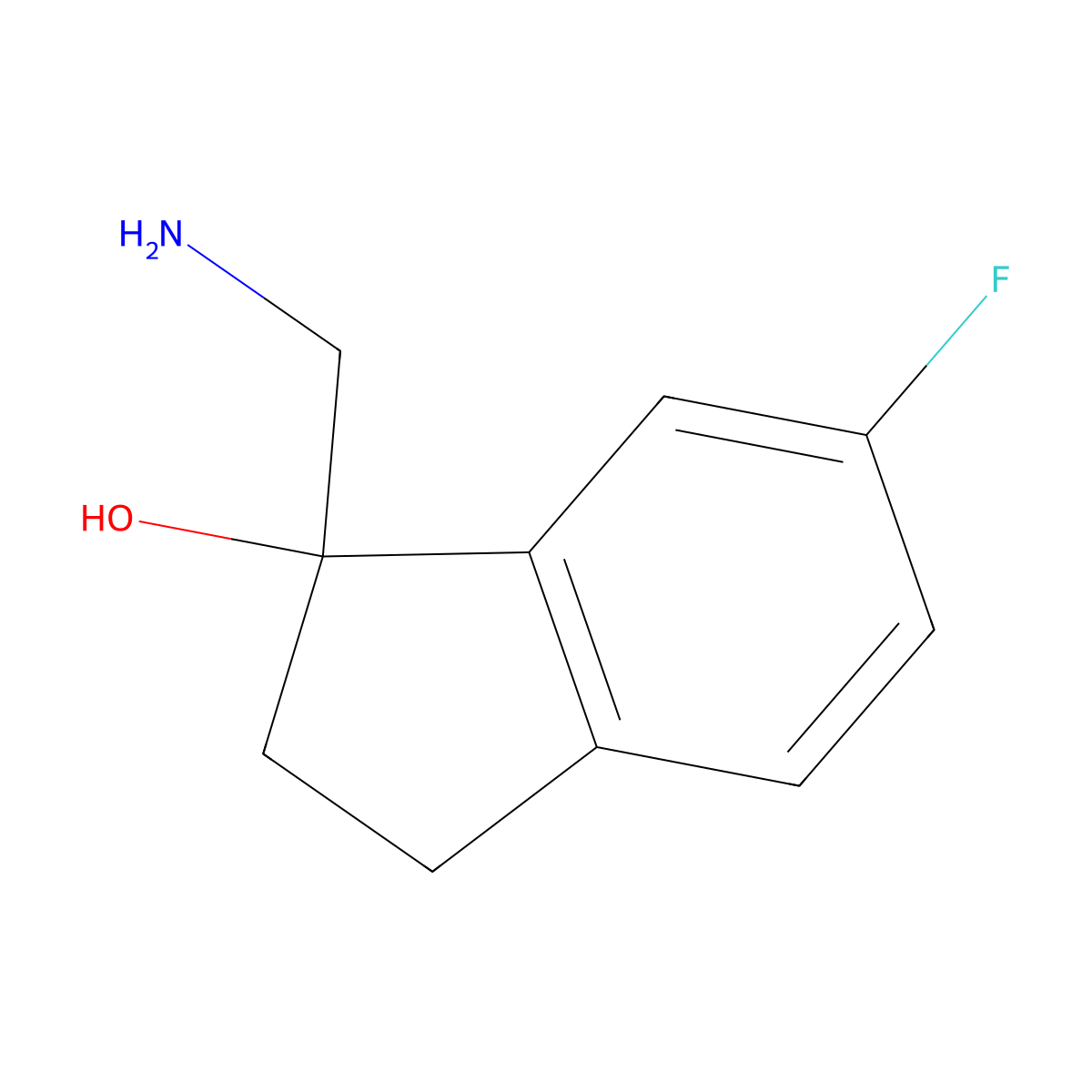 1-(aminomethyl)-6-fluoro-2,3-dihydro-1H-inden-1-ol molecular structure, CAS 1082399-74-3