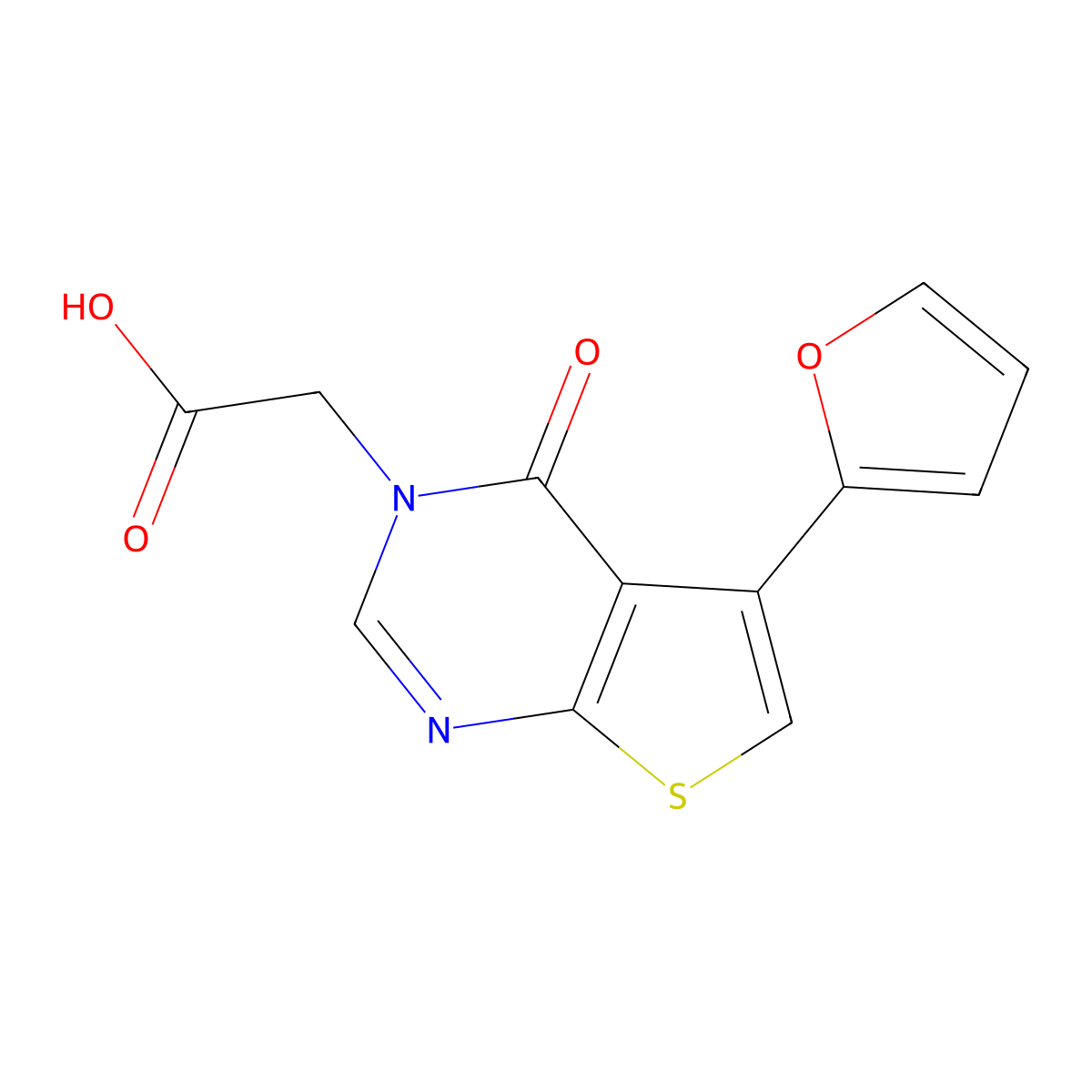 [5-(2-furyl)-4-oxothieno[2,3-d]pyrimidin-3(4H)-yl]acetic acid molecular structure, CAS 1082403-21-1