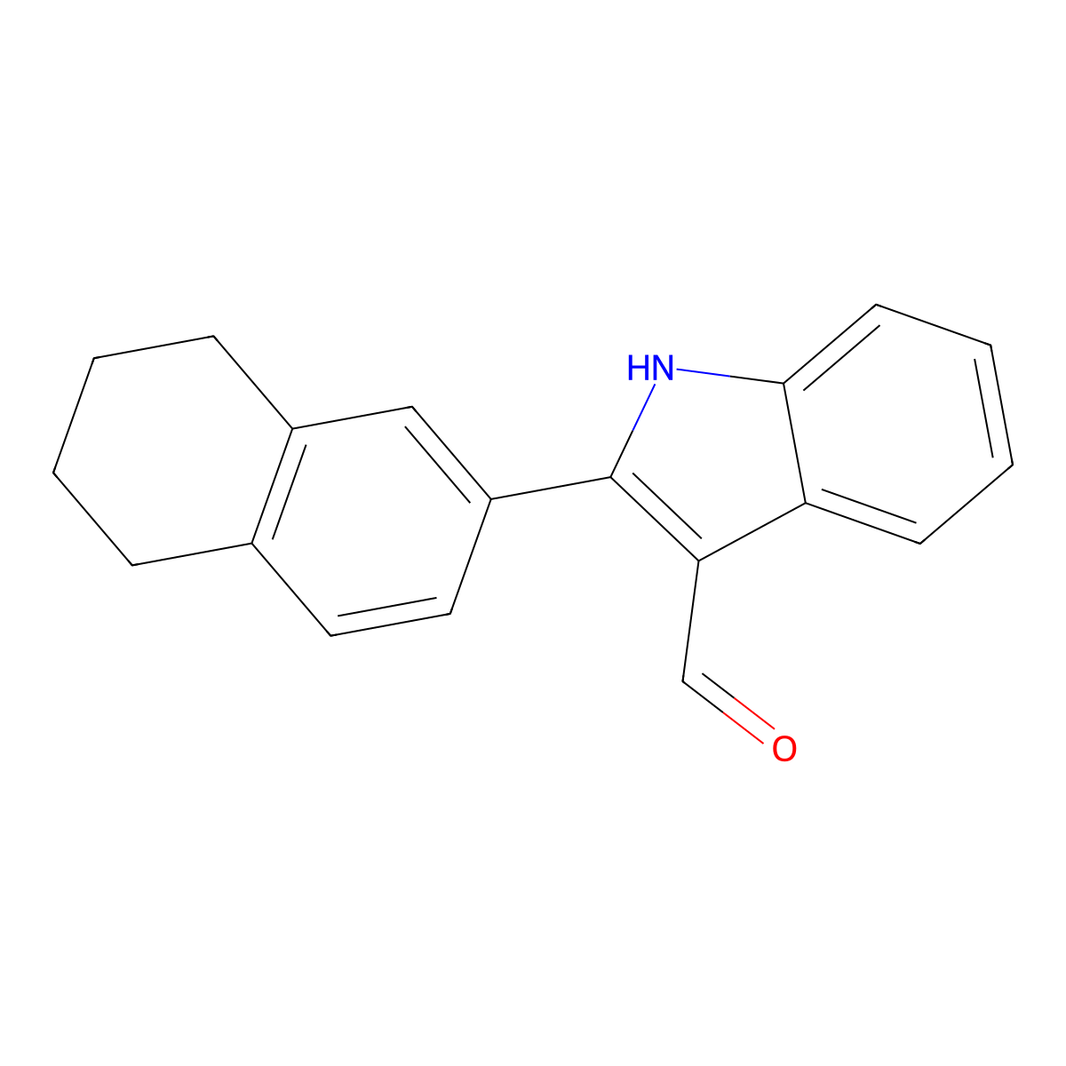 2-(5,6,7,8-tetrahydronaphthalen-2-yl)-1H-indole-3-carbaldehyde molecular structure, CAS 1082409-50-4
