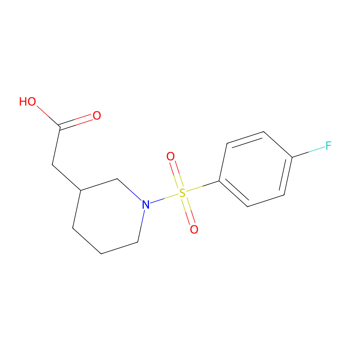 (1-[(4-Fluorophenyl)sulfonyl]piperidin-3-YL)acetic acid molecular structure, CAS 1082412-21-2