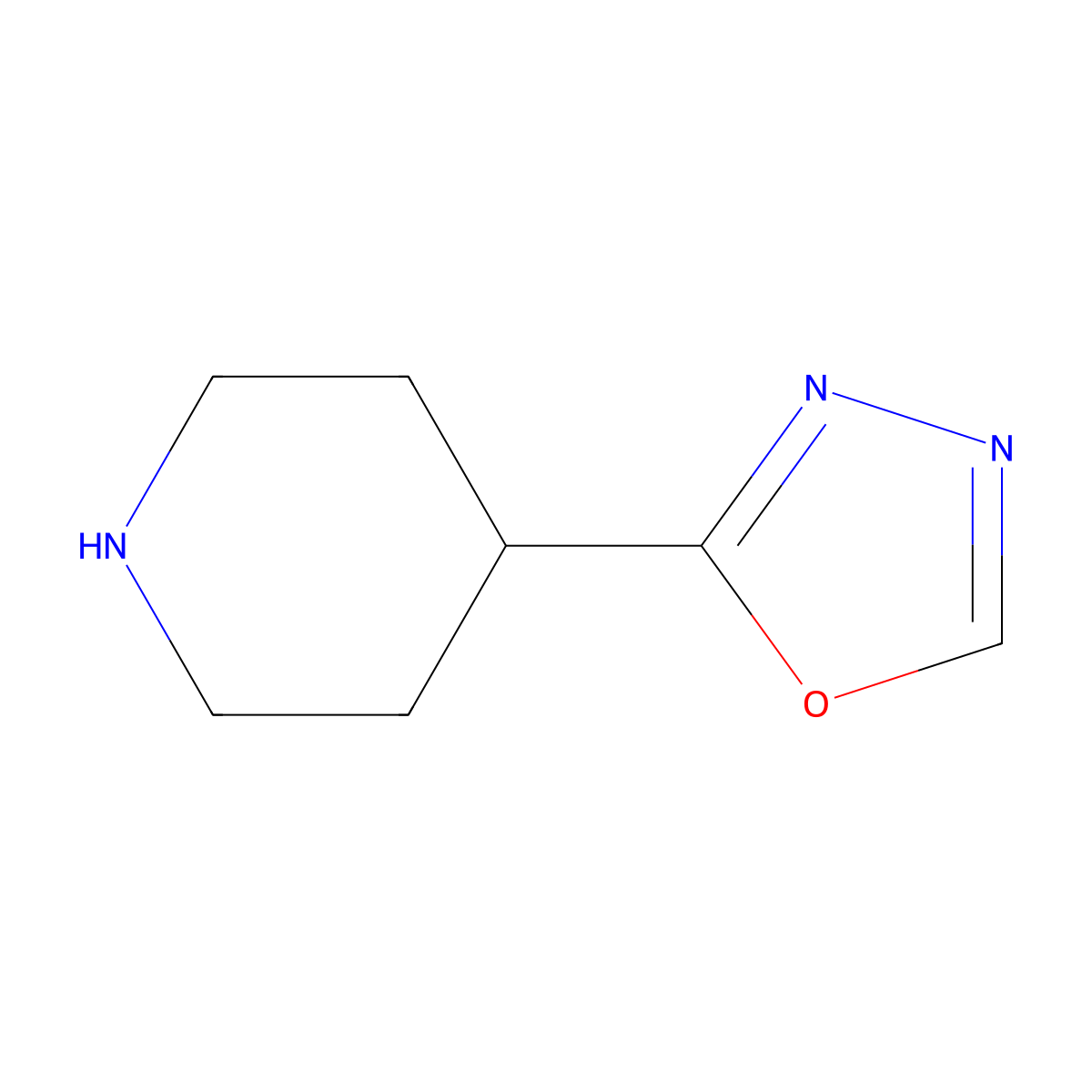 4-(1,3,4-Oxadiazol-2-yl)piperidine molecular structure, CAS 1082413-19-1