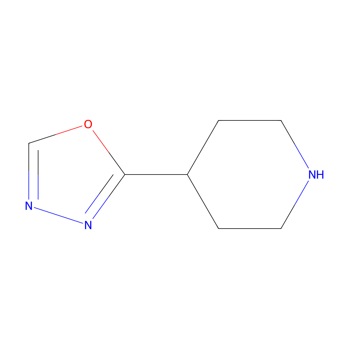 4-(1,3,4-Oxadiazol-2-yl)piperidine molecular structure, CAS 1082413-19-1