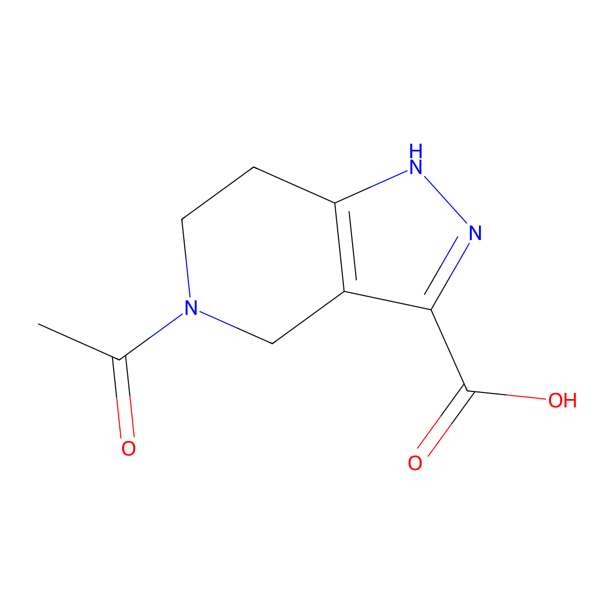 5-acetyl-1H,4H,5H,6H,7H-pyrazolo[4,3-c]pyridine-3-carboxylic acid molecular structure, CAS 1082413-28-2