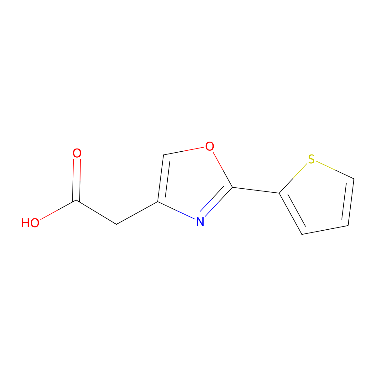 2-(2-(Thiophen-2-yl)-1,3-oxazol-4-yl)acetic acid molecular structure, CAS 1082414-36-5