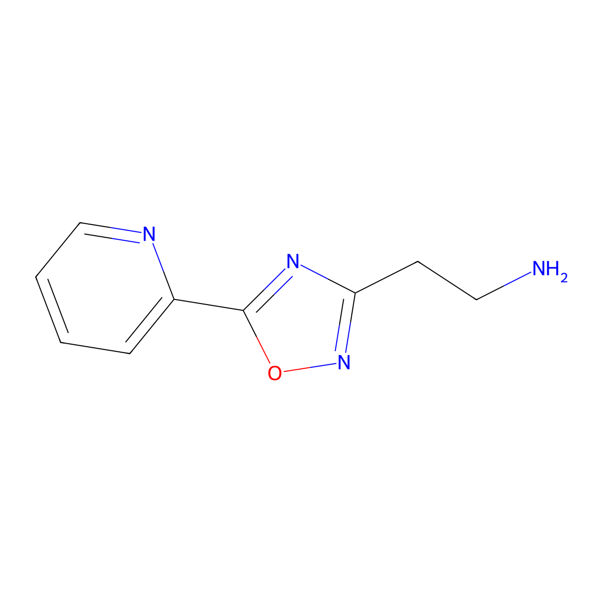 2-[5-(Pyridin-2-yl)-1,2,4-oxadiazol-3-yl]ethan-1-amine molecular structure, CAS 1082420-44-7