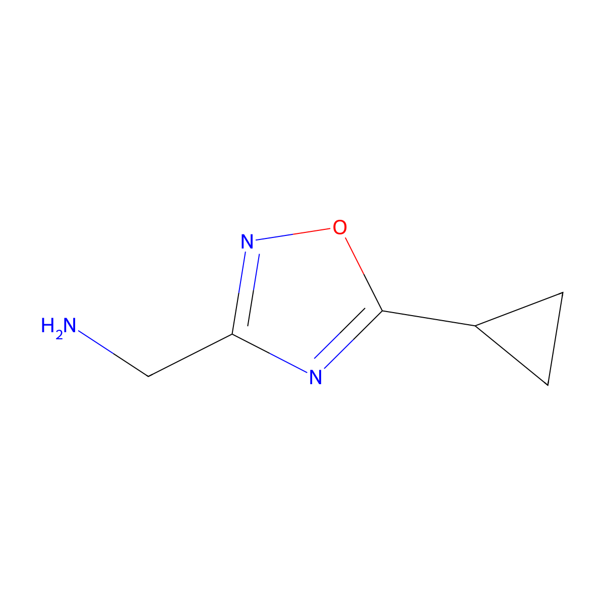 1-(5-Cyclopropyl-1,2,4-oxadiazol-3-yl)methanamine molecular structure, CAS 1082420-52-7