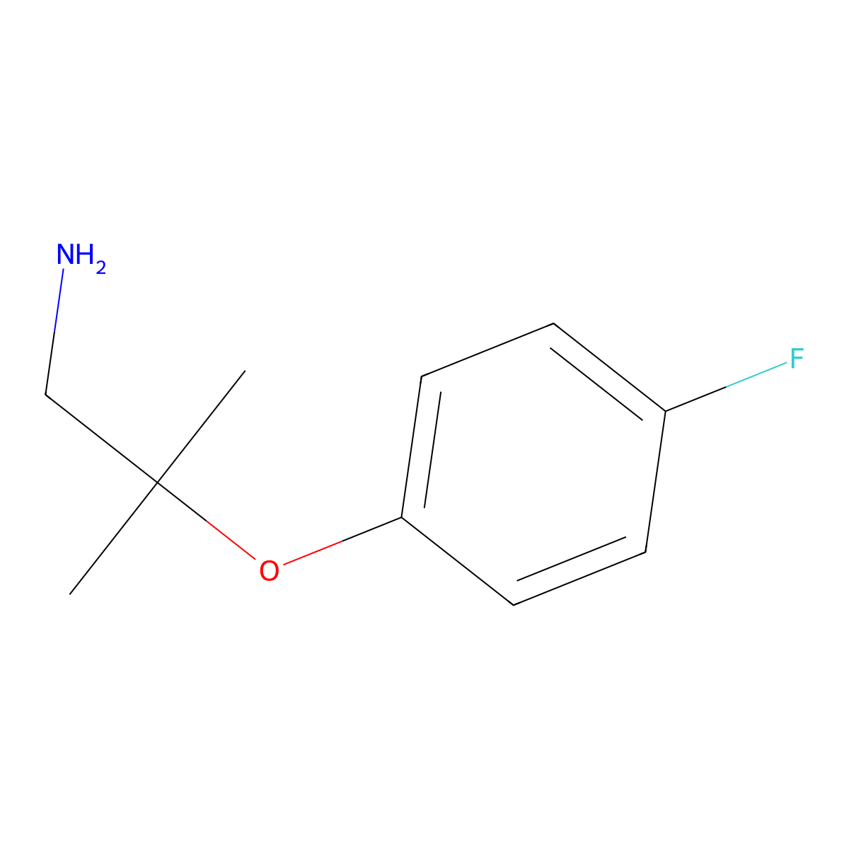 2-(4-Fluorophenoxy)-2-methylpropan-1-amine molecular structure, CAS 1082423-80-0