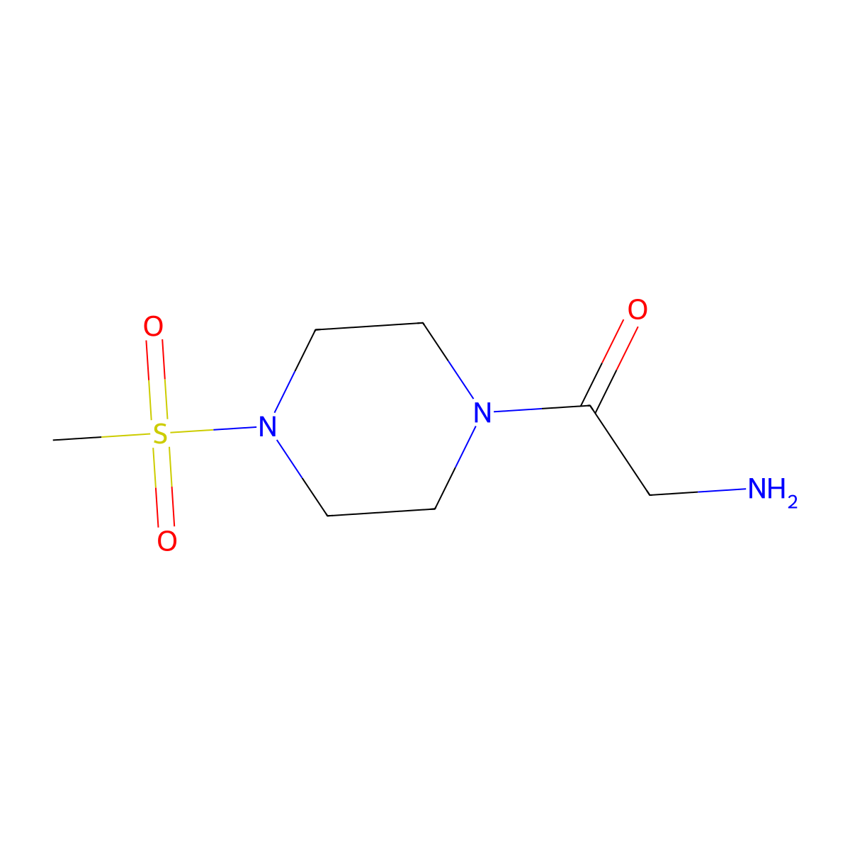 2-Amino-1-(4-(methylsulfonyl)piperazin-1-yl)ethan-1-one molecular structure, CAS 1082425-86-2