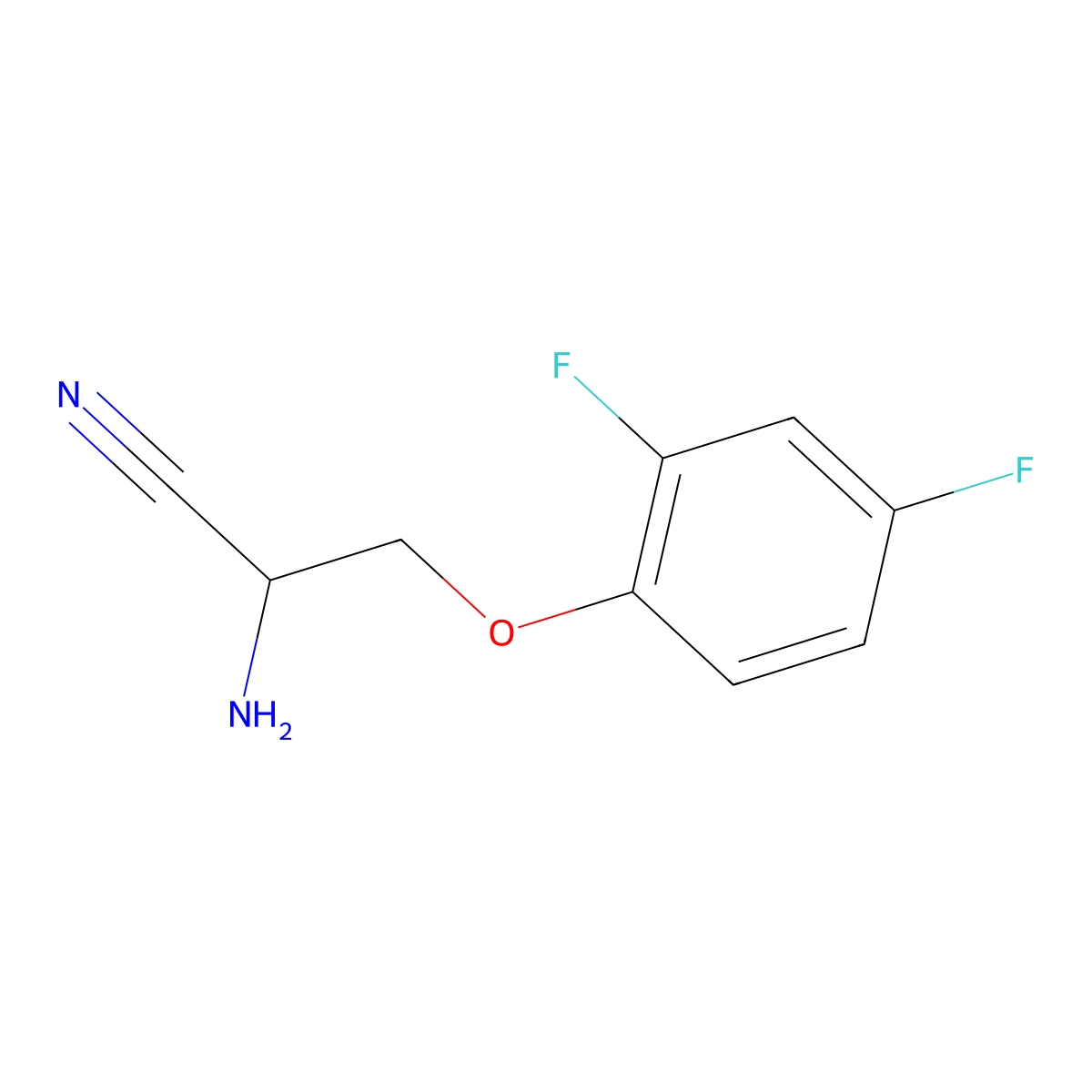 2-Amino-3-(2,4-difluorophenoxy)propanenitrile molecular structure, CAS 1082427-11-9