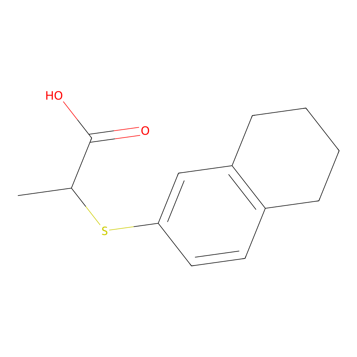 2-(5,6,7,8-Tetrahydronaphthalen-2-ylsulfanyl)propanoic acid molecular structure, CAS 1082433-34-8