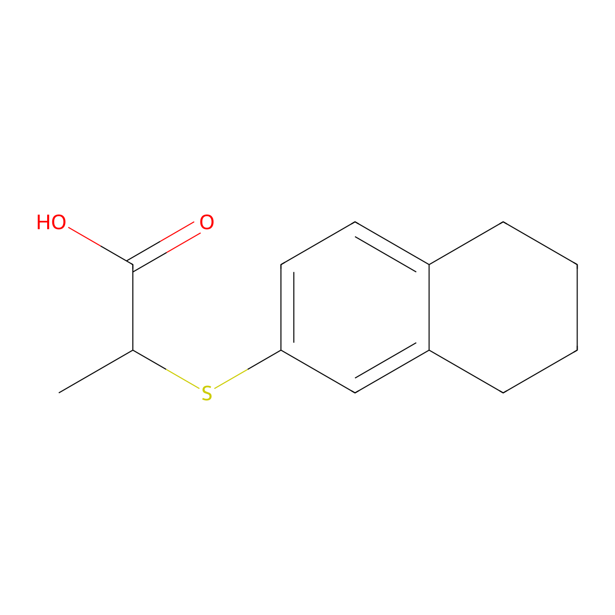 2-(5,6,7,8-Tetrahydronaphthalen-2-ylsulfanyl)propanoic acid molecular structure, CAS 1082433-34-8