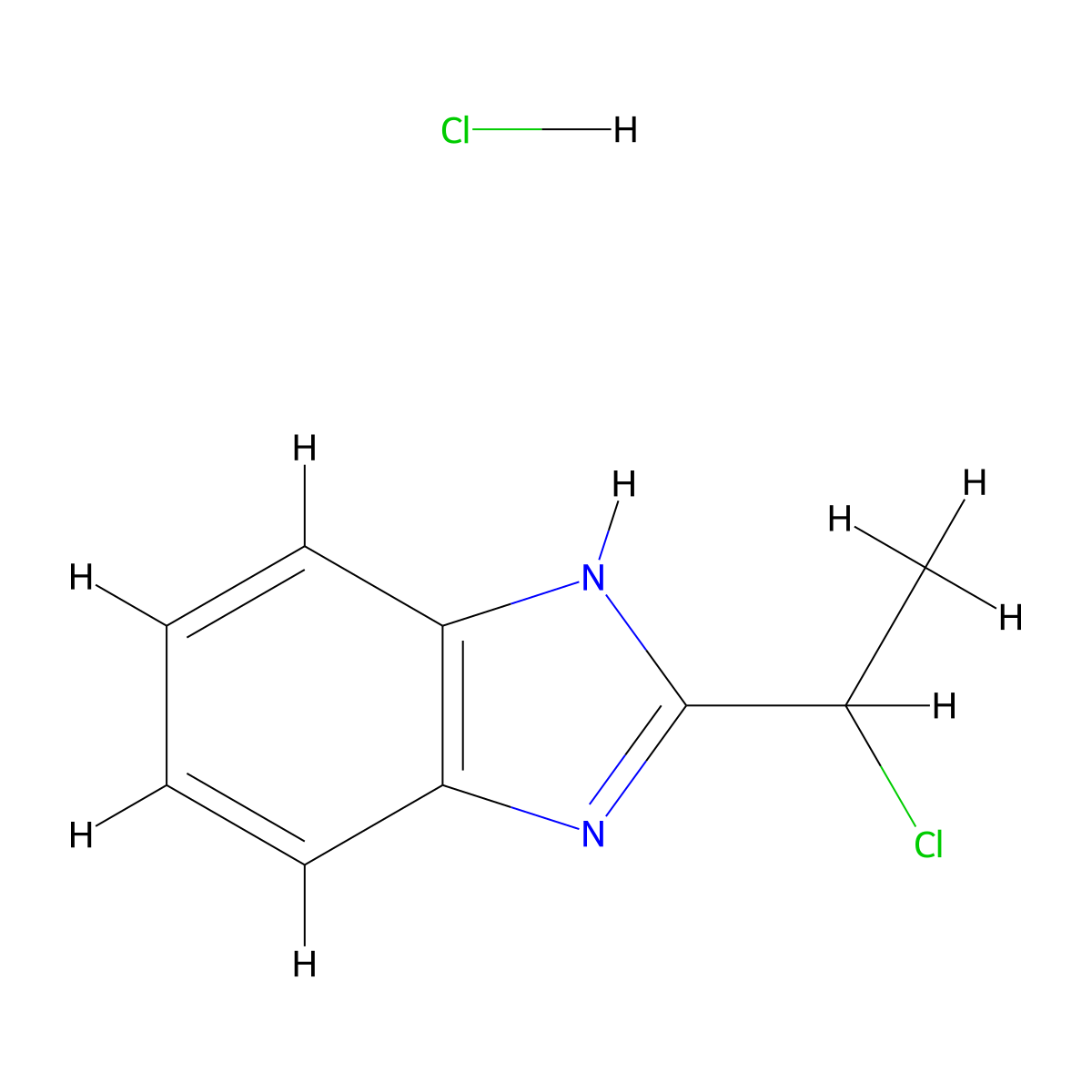 2-(1-chloroethyl)-1H-benzimidazole hydrochloride molecular structure, CAS 108244-38-8