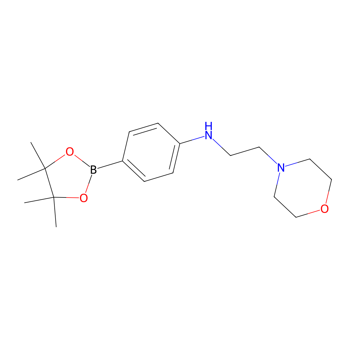N-[2-(morpholin-4-yl)ethyl]-4-(tetramethyl-1,3,2-dioxaborolan-2-yl)aniline molecular structure, CAS 1082444-76-5