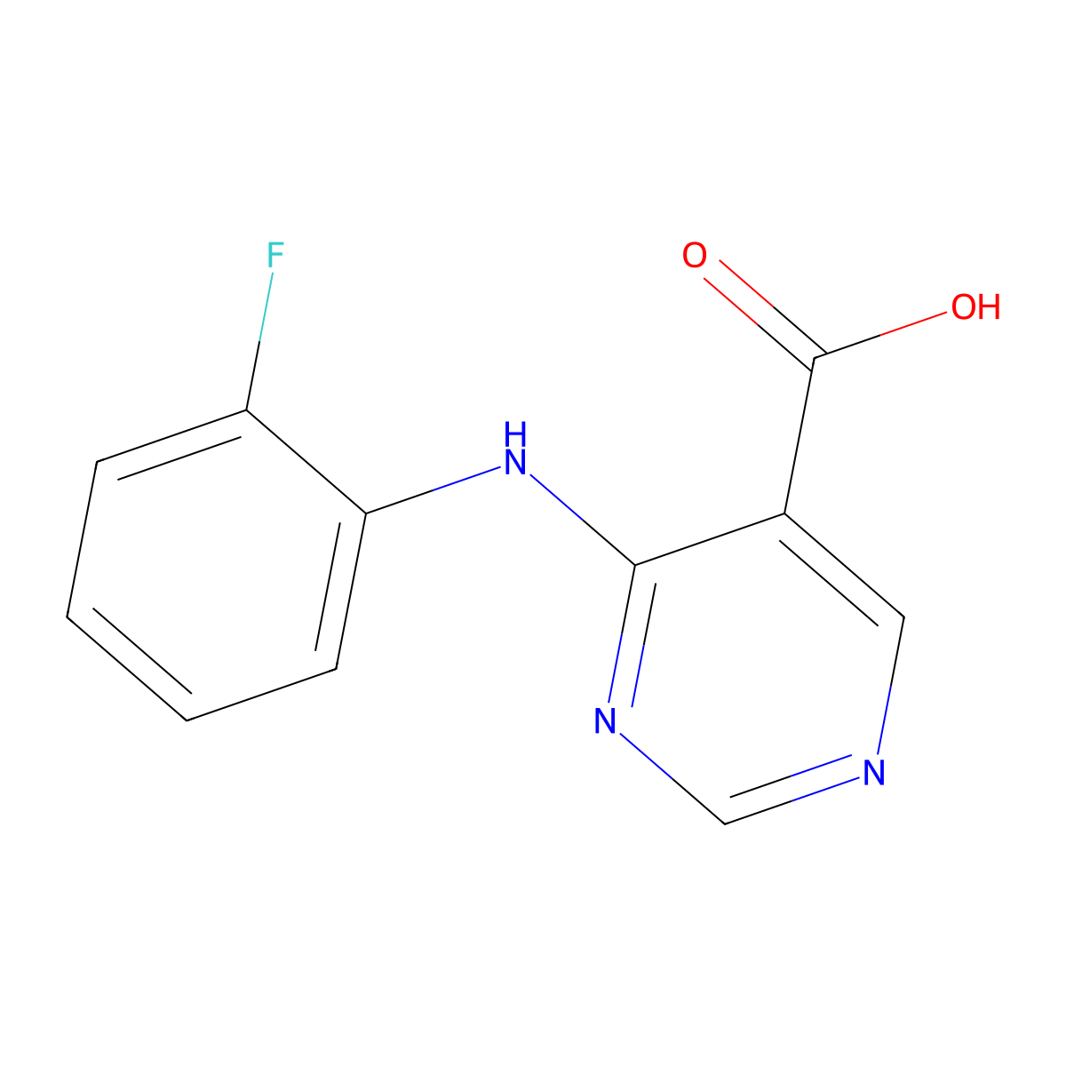 4-[(2-Fluorophenyl)amino]pyrimidine-5-carboxylicacid molecular structure, CAS 1082462-90-5