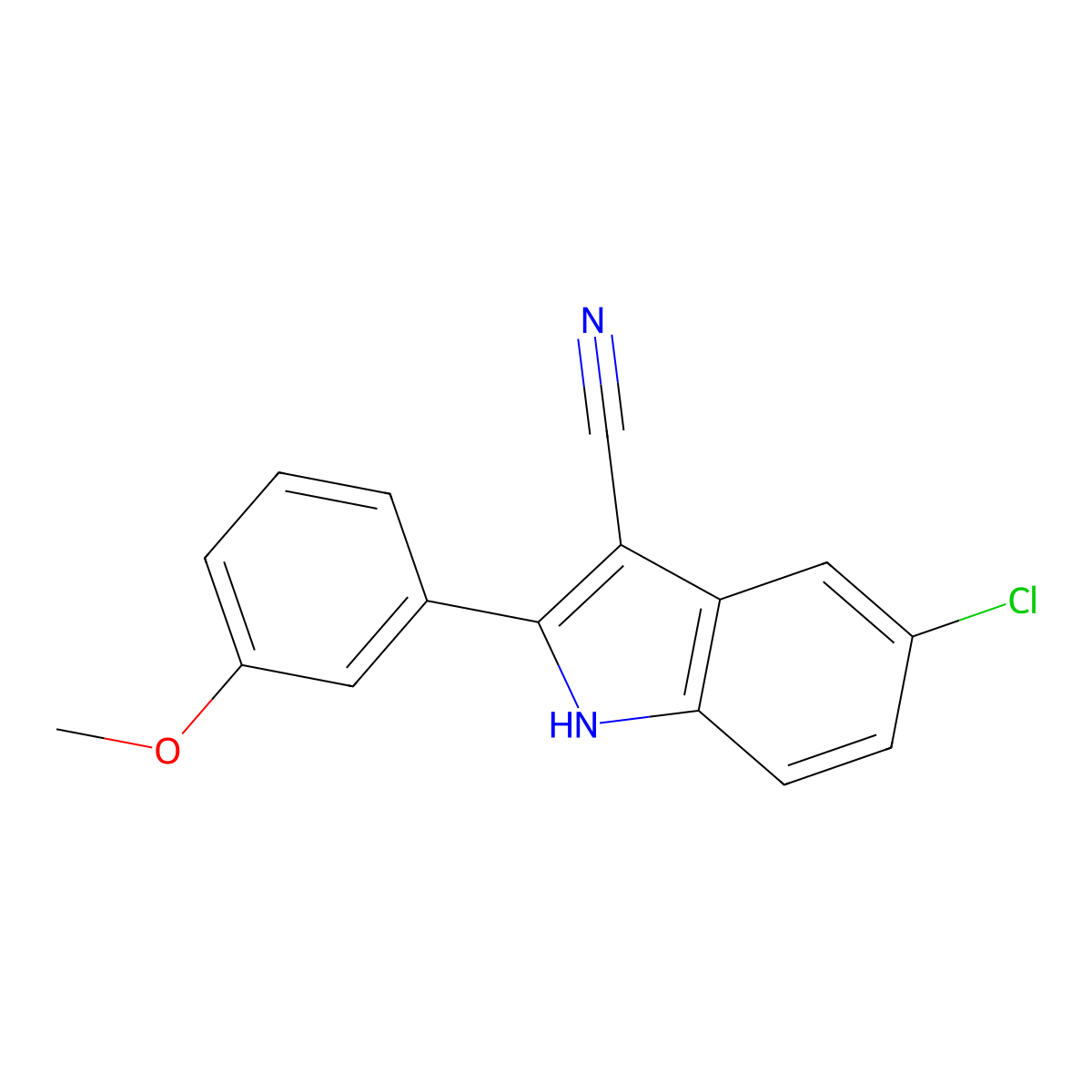 5-chloro-2-(3-methoxyphenyl)-1H-indole-3-carbonitrile molecular structure, CAS 1082467-23-9