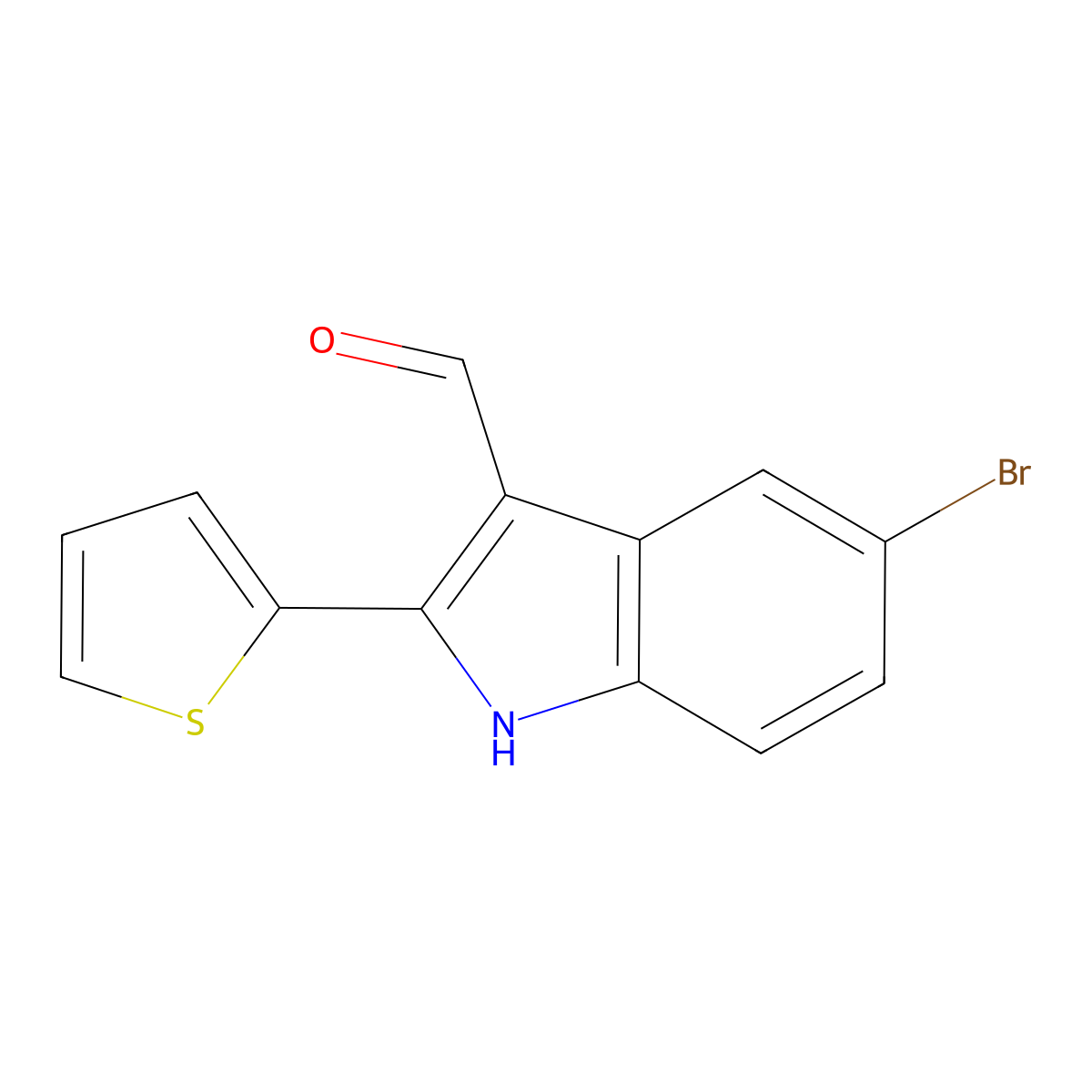 5-Bromo-2-(thiophen-2-yl)-1H-indole-3-carbaldehyde molecular structure, CAS 1082467-39-7
