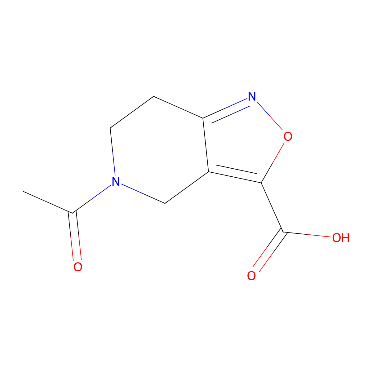 5-acetyl-4H,5H,6H,7H-[1,2]oxazolo[4,3-c]pyridine-3-carboxylic acid molecular structure, CAS 1082469-54-2