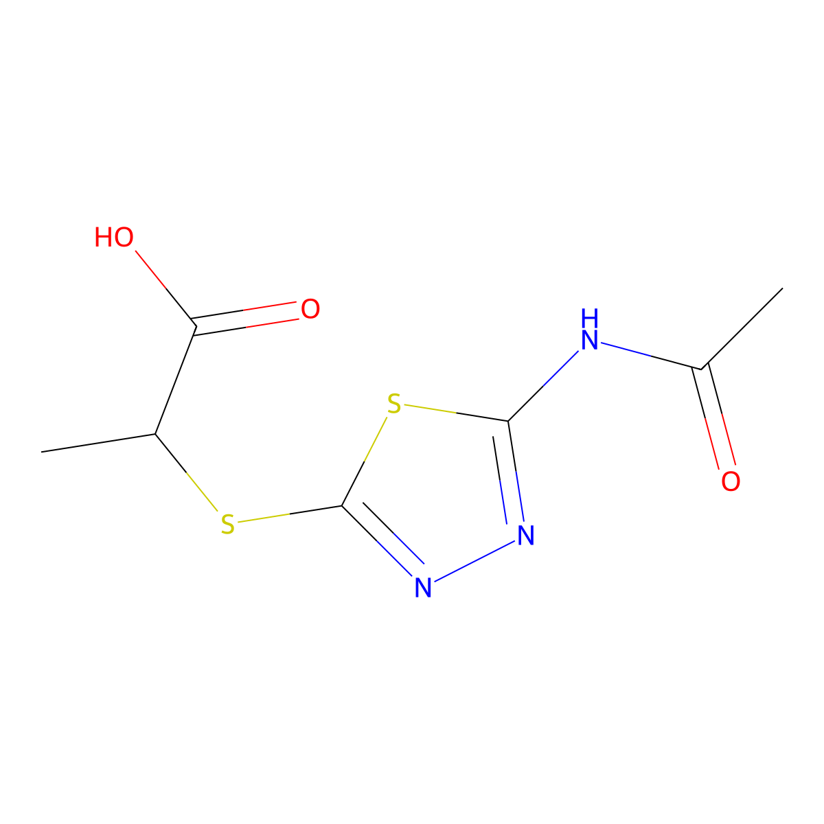 2-((5-Acetamido-1,3,4-thiadiazol-2-YL)thio)propanoic acid molecular structure, CAS 1082474-48-3