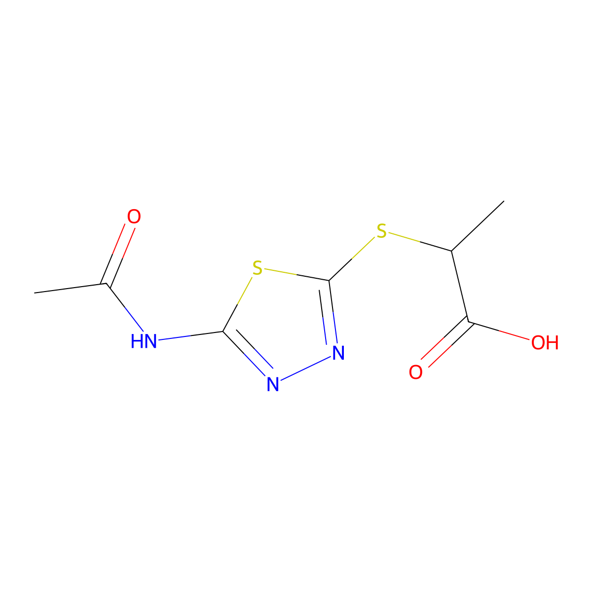 2-((5-Acetamido-1,3,4-thiadiazol-2-YL)thio)propanoic acid molecular structure, CAS 1082474-48-3