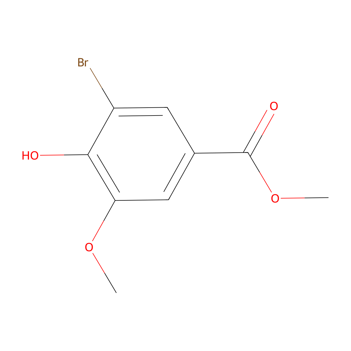 Methyl 3-bromo-4-hydroxy-5-methoxybenzoate molecular structure, CAS 108249-43-0