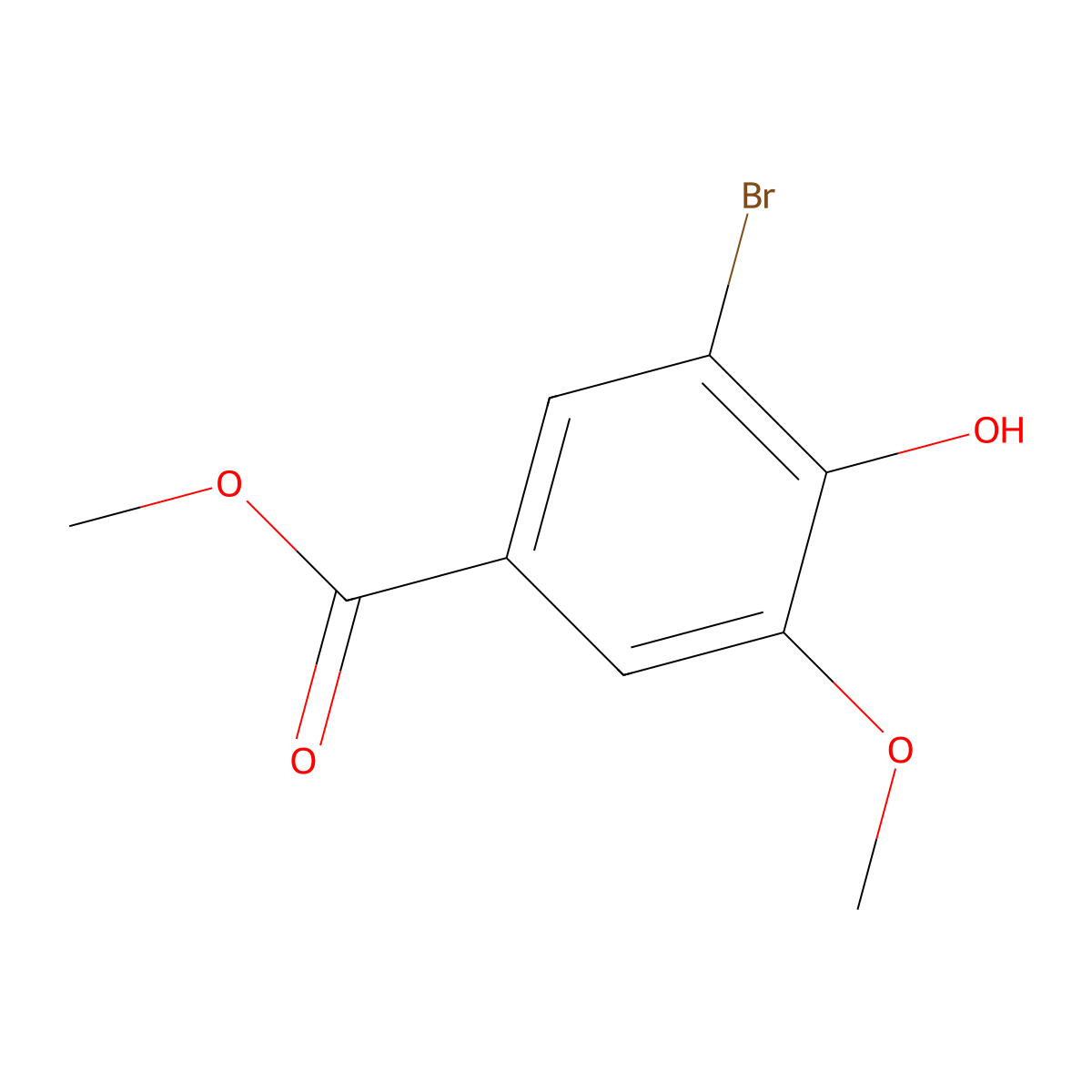 Methyl 3-bromo-4-hydroxy-5-methoxybenzoate molecular structure, CAS 108249-43-0