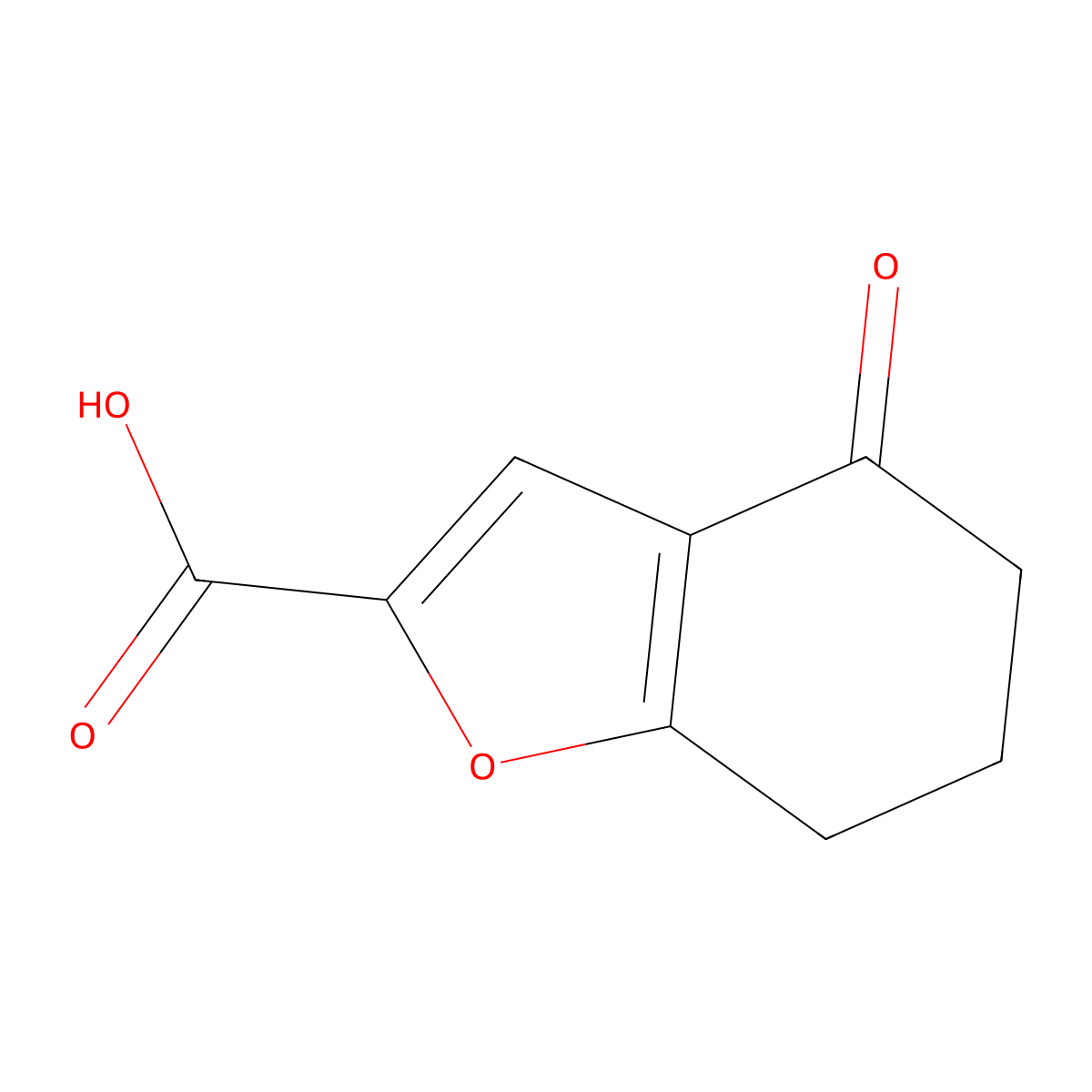 4-Oxo-4,5,6,7-tetrahydrobenzofuran-2-carboxylic acid molecular structure, CAS 108249-48-5