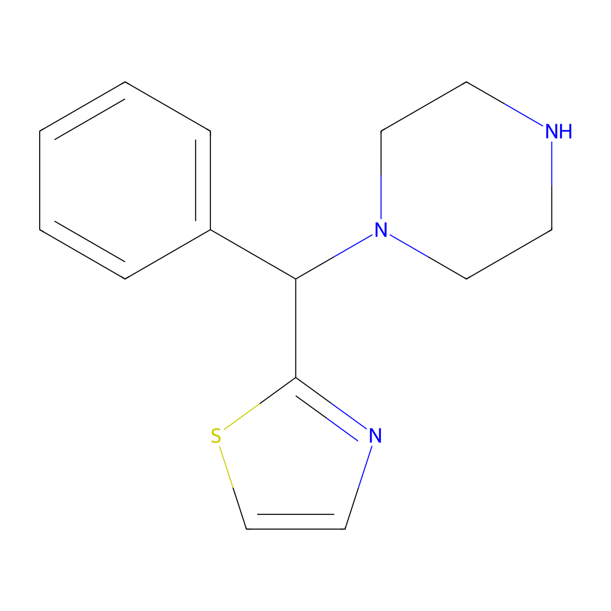 1-(Phenyl(thiazol-2-YL)methyl)piperazine molecular structure, CAS 1082496-74-9