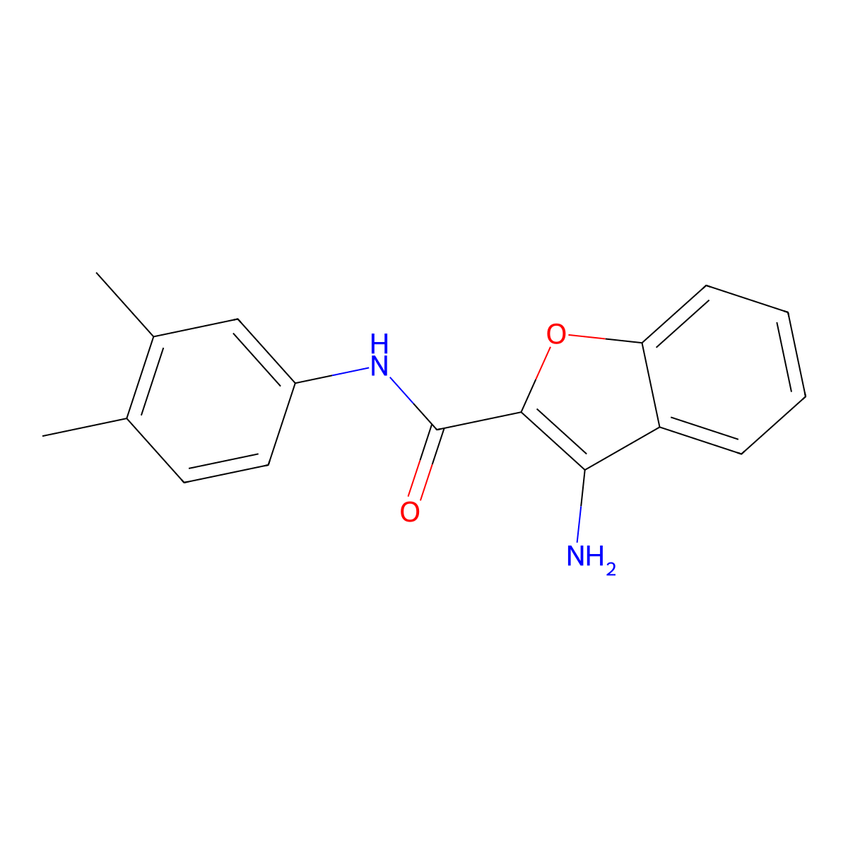 3-amino-N-(3,4-dimethylphenyl)-1-benzofuran-2-carboxamide molecular structure, CAS 1082500-26-2
