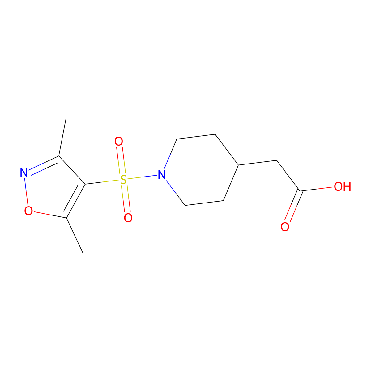 {1-[(3,5-Dimethylisoxazol-4-yl)sulfonyl]piperidin-4-yl}acetic acid molecular structure, CAS 1082501-00-5